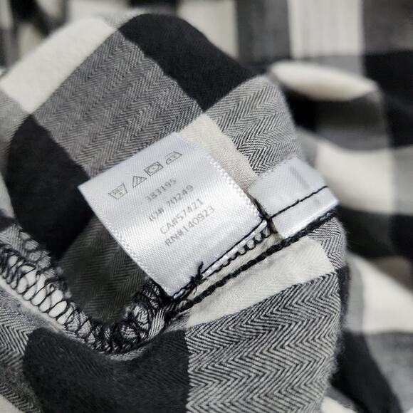 Loft Black and White Checkered Mandarin Collar Long Sleeve Blouse - Picture 7 of 7